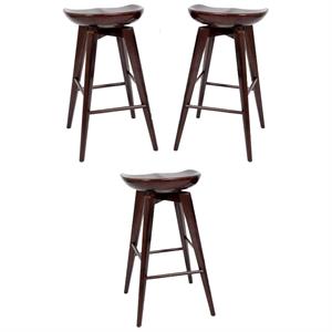 Home Square 29&quot Bali Swivel Bar Stool in Cappuccino - Set of 3