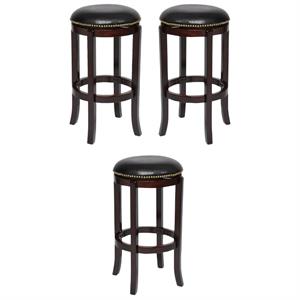Home Square Cordova 29&quot Swivel Bar Stool in Cappuccino - Set of 3