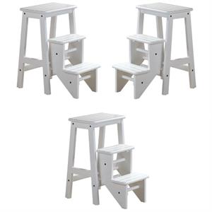 Home Square 24&quot Stationary Counter Step Stool in White - Set of 3