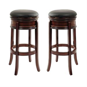 Home Square Magellan 29&quot Swivel Bar Stool in Brandy - Set of 2