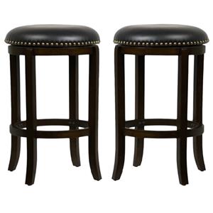 Home Square Cordova 24&quot Swivel Bar Stool in Cappuccino - Set of 2