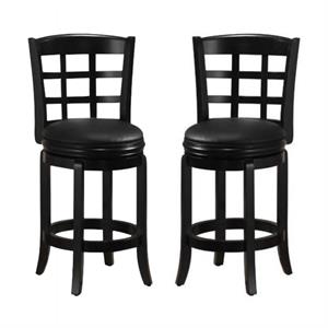 Home Square Kyoto 24&quot Swivel Counter Stool in Black - Set of 2