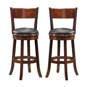 Home Square Palmetto 24&quot Swivel Bar Stool in Walnut - Set of 2