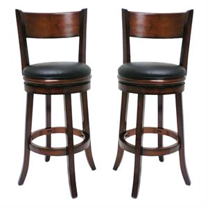 Home Square Palmetto 29&quot Swivel Bar Stool in Brandy - Set of 2