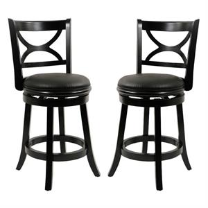 Home Square Florence 24&quot Swivel Counter Stool in Black Sandthru - Set of 2