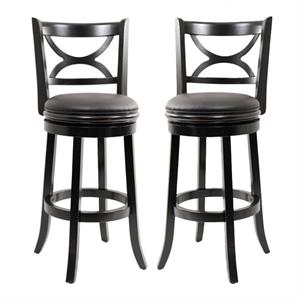 Home Square Florence 29&quot Swivel Bar Stool in Black Sandthru - Set of 2