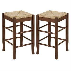 Home Square Sq Rush 24&quot Stationary Counter Stool in Cappuccino - Set of 2