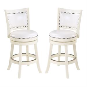 Home Square 24&quot Bristol Swivel Bar Stool in White - Set of 2