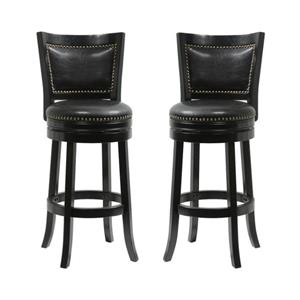 Home Square 29&quot Bristol Swivel Bar Stool in Black - Set of 2