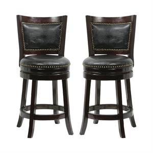 Home Square 24&quot Bristol Swivel Bar Stool in Cappuccino - Set of 2
