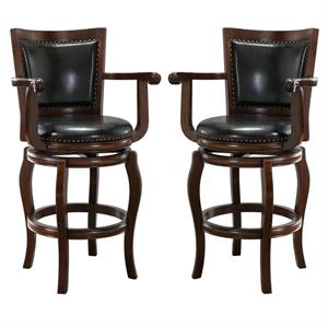 Home Square 29&quot Jones Swivel Bar Stool in Cappuccino - Set of 2
