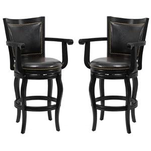 Home Square 29&quot Jones Memory Swivel Bar Stool in Black - Set of 2