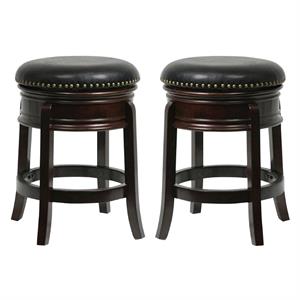 Home Square 24&quot Hamilton Swivel Bar Stool in Cappuccino - Set of 2