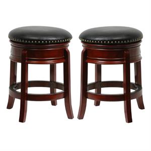 Home Square 24&quot Hamilton Swivel Bar Stool in Cherry - Set of 2