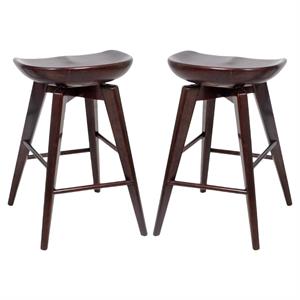 Home Square 24&quot Bali Swivel Bar Stool in Cappuccino - Set of 2