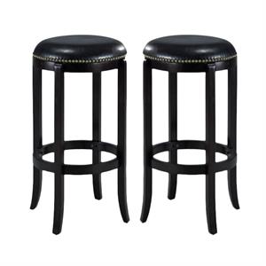Home Square Cordova 24&quot Swivel Bar Stool in Black - Set of 2