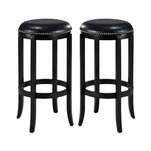 Home Square Cordova 29&quot Swivel Bar Stool in Black - Set of 2