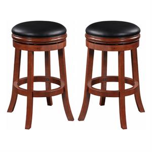 Home Square 29&quot Backless Swivel Stool in Cherry Finish - Set of 2