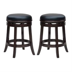 Home Square 24&quot Faux Leather Counter Height Stool in Cappuccino - Set of 2