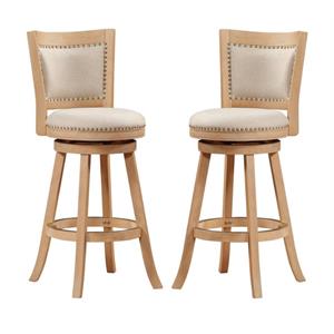 Home Square 29&quot Barstool in Driftwood Creme Wire-Brush and Ivory - Set of 2