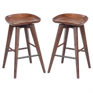 Home Square 24&quot Bali Swivel Stool in Natural Finish - Set of 2