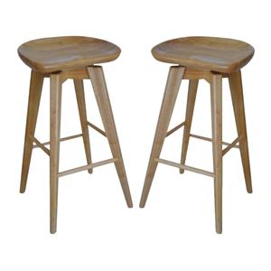 Home Square 29&quot Bali Swivel Stool in Natural Finish - Set of 2