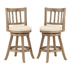 Home Square 24&quot Sheldon Swivel Counter Stool in Ivory - Set of 2