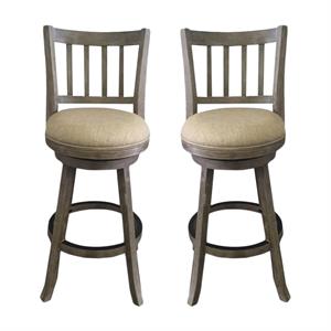 Home Square 29&quot Sheldon Swivel Bar Stool in Oatmeal - Set of 2