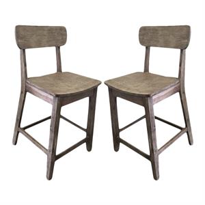Home Square 24&quot Torino Counter Stool in Barnwood Wire-Brush - Set of 2