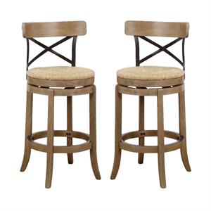 Home Square 29&quot Myrtle Swivel Bar Stool in Wheat Wire-Brush - Set of 2