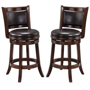 Home Square Augusta 24&quot Counter Stool in Cappuccino and Dark Brown - Set of 2