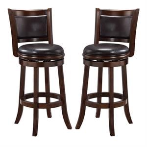 Home Square Augusta 29&quot Swivel Bar Stool in Cappuccino and Dark Brown - Set of 2