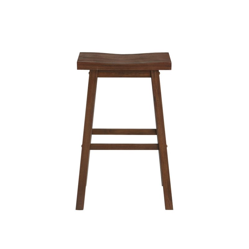 Home Square Sonoma Saddle Barstool in Chestnut Wire-Brush - Set of 2