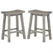 Home Square Sonoma Saddle Counter Stool in Storm Gray Wire-Brush - Set of 2