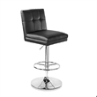 Home Square Sloan Adjustable Faux Leather Swivel Bar Stool in Black - Set of 2