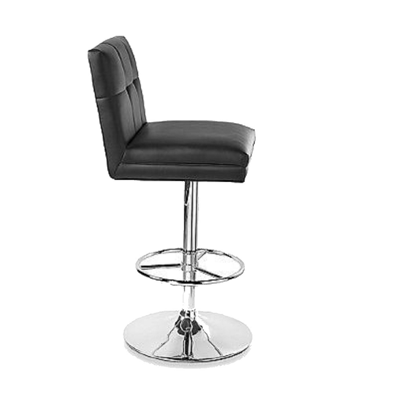 Home Square Sloan Adjustable Faux Leather Swivel Bar Stool in Black - Set of 2