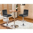 Home Square Sloan Adjustable Faux Leather Swivel Bar Stool in Black - Set of 2
