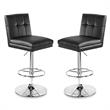 Home Square Sloan Adjustable Faux Leather Swivel Bar Stool in Black - Set of 2