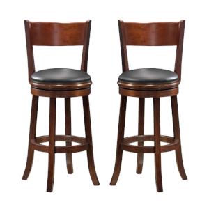 Home Square Palmetto 29&quot Swivel Bar Stool in Walnut - Set of 2