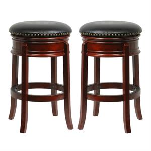 Home Square 29&quot Hamilton Swivel Bar Stool in Cherry - Set of 2