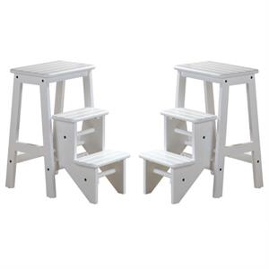 Home Square 24&quot Stationary Counter Step Stool in White - Set of 2