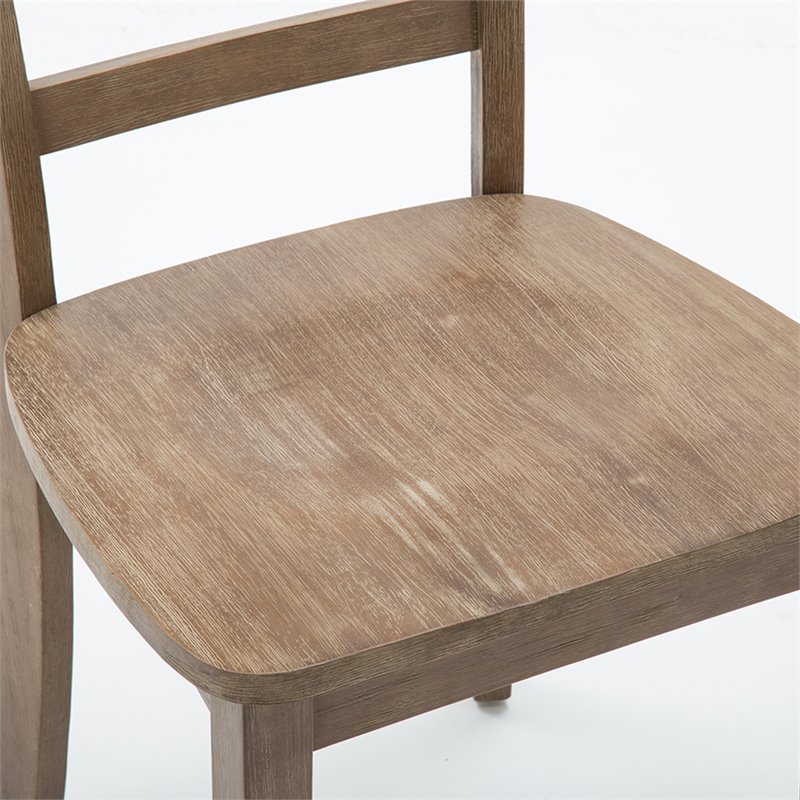 Home Square 3-Piece Set with Dining Table/2 Dining Chairs in Barnwood Wire-Brush