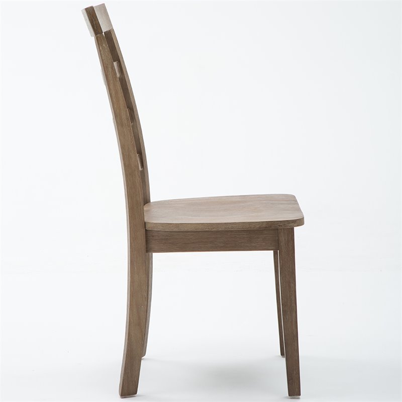 Home Square 3-Piece Set with Dining Table/2 Dining Chairs in Barnwood Wire-Brush