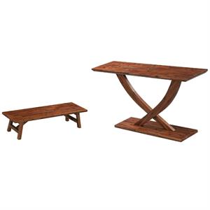 home square 2-piece set with accent plant table & console table in chestnut