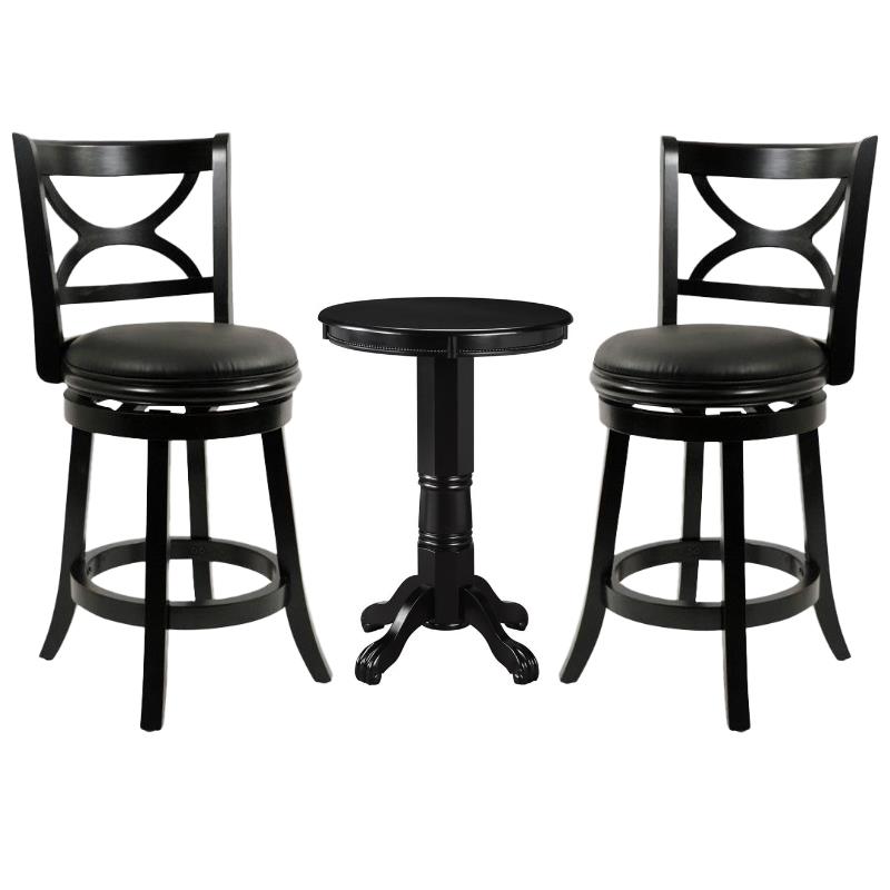 Home Square 3-Piece Set with Pub Table & 2 Counter Stools in Black