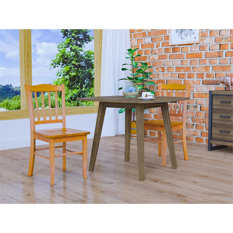 Home Square 4-Piece Set with 2 Dining Benches & 2 Dining Chairs in Oak