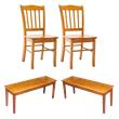 Home Square 4-Piece Set with 2 Dining Benches & 2 Dining Chairs in Oak