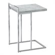 Home Square Wood Panel Top C Side Table in Gray and Chrome - Set of 2