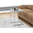 Home Square Wood Panel Top C Side Table in Gray and Chrome - Set of 2