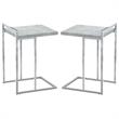 Home Square Wood Panel Top C Side Table in Gray and Chrome - Set of 2